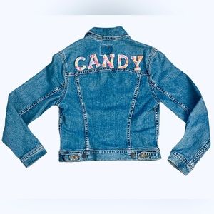 Kids Levi Strauss Sz:XL Blue Jean Jacket Embellished Halloween